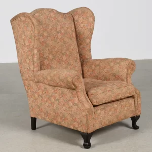 Poltrona Berger Antiga de Grande Porte com Tecido Floral Original