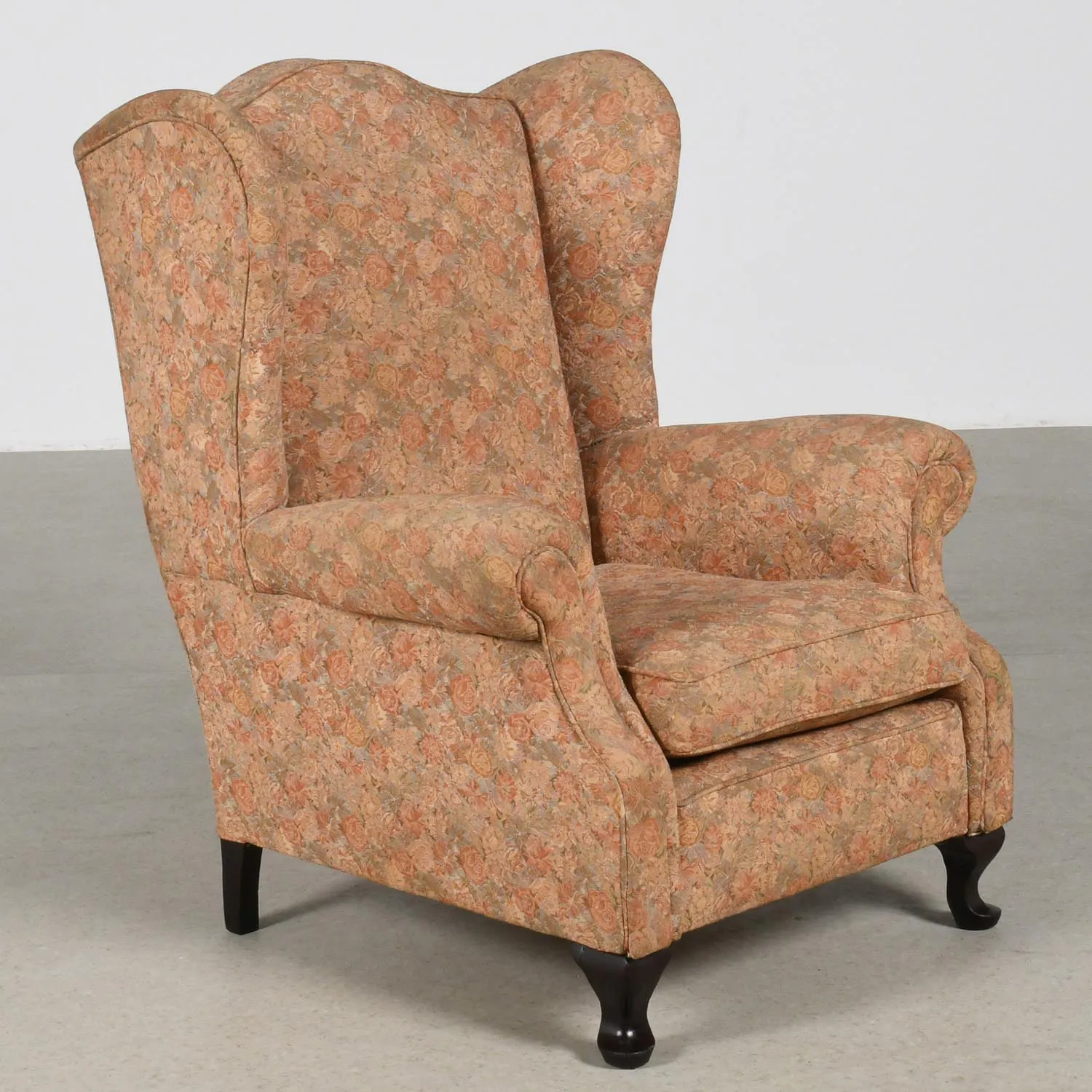 Poltrona Berger Antiga de Grande Porte com Tecido Floral Original